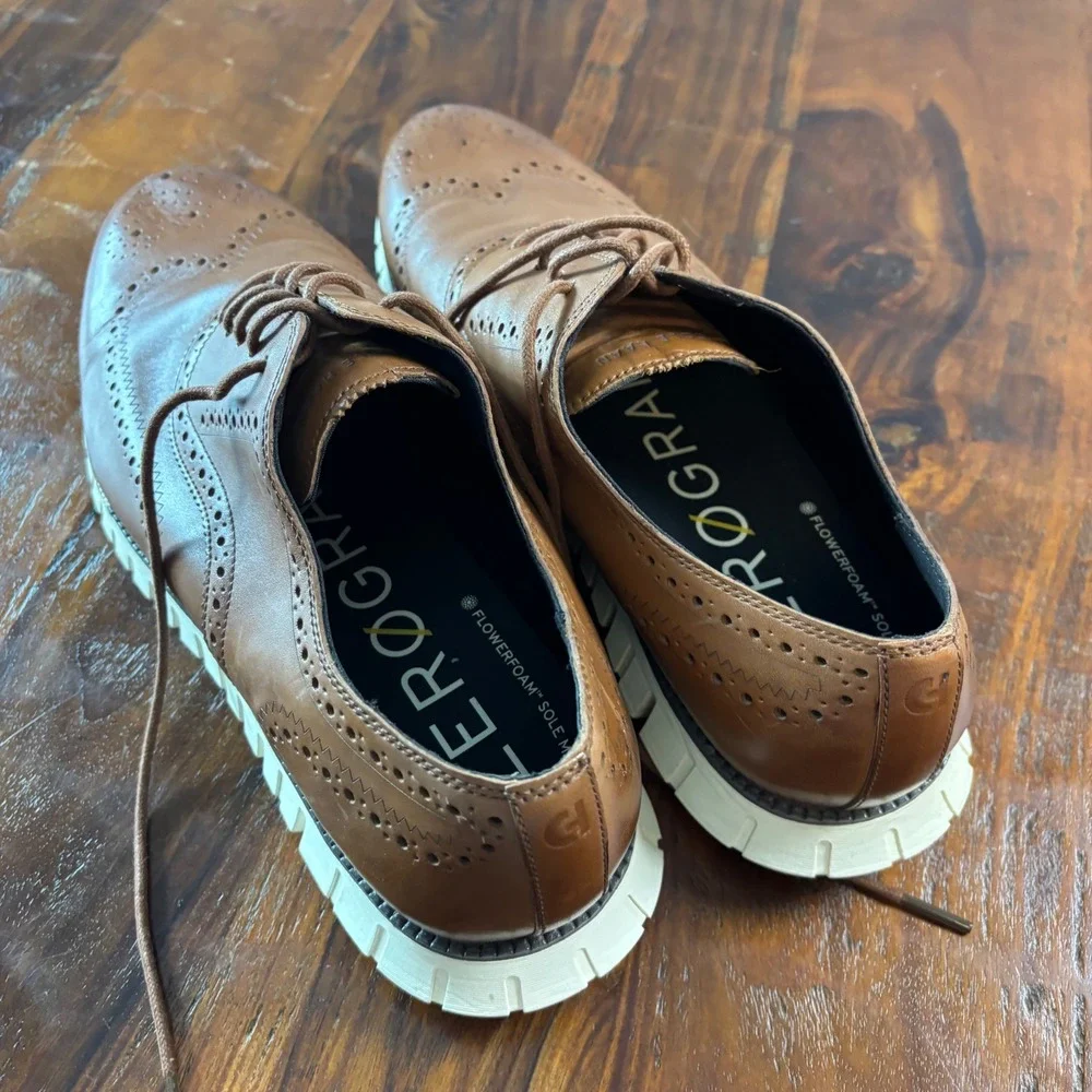 Cole Haan Zerogrand Wingtip Oxford Mens 14M British Tan Leather C39602 Shoes